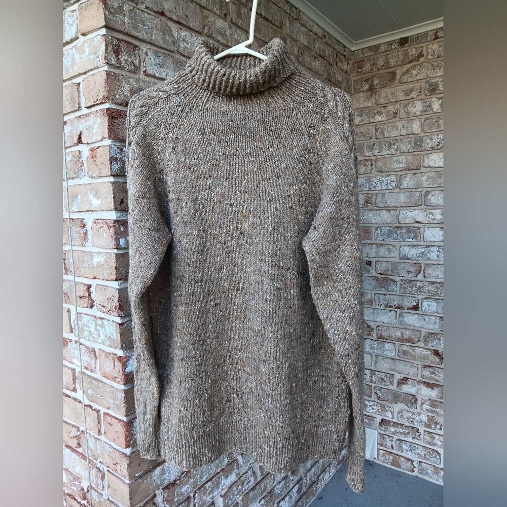 Handknit Heathered Brown Turtleneck Sweater